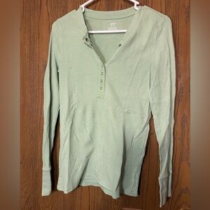 Aerie Sage Green Long Sleeve Henley Top
